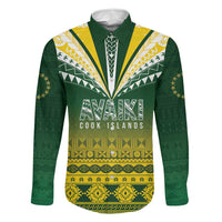 Cook Islands Rugby Custom Family Matching Summer Maxi Dress and Hawaiian Shirt Kuki Avaiki LT7 Dad's Shirt - Long Sleeve Yellow Green - Polynesian Pride
