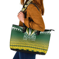 Cook Islands Rugby Leather Tote Bag Kuki Avaiki LT7 Yellow Green - Polynesian Pride