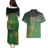 Cook Islands Rugby Kuki Avaiki Couples Matching Puletasi and Hawaiian Shirt Tribal Turtle LT7 - Polynesian Pride