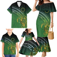 Cook Islands Rugby Kuki Avaiki Family Matching Mermaid Dress and Hawaiian Shirt Tribal Turtle - Polynesian Pride