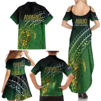 Cook Islands Rugby Kuki Avaiki Family Matching Summer Maxi Dress and Hawaiian Shirt Tribal Turtle - Polynesian Pride