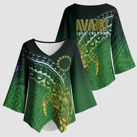 Cook Islands Rugby Kuki Avaiki Kimono Sleeve Blouse Tribal Turtle - Polynesian Pride