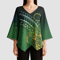 Cook Islands Rugby Kuki Avaiki Kimono Sleeve Blouse Tribal Turtle - Polynesian Pride