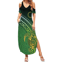 Cook Islands Rugby Kuki Avaiki Summer Maxi Dress Tribal Turtle - Polynesian Pride