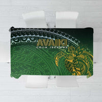 Cook Islands Rugby Kuki Avaiki Tablecloth Tribal Turtle LT7 Dark Green - Polynesian Pride