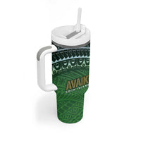 Cook Islands Rugby Kuki Avaiki Tumbler With Handle Tribal Turtle - Polynesian Pride