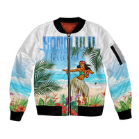 Personalised Hawaii Hula Girl Sleeve Zip Bomber Jacket Honolulu Festival LT7 Unisex Art - Polynesian Pride