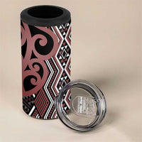 Maori Taniko Patterns 4 in 1 Can Cooler Tumbler Brown Patiki Motifs Mix Whakairo Ngaru LT7 - Polynesian Pride