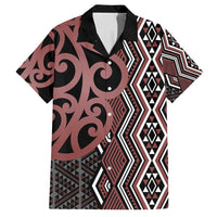 Maori Taniko Patterns Family Matching Long Sleeve Bodycon Dress and Hawaiian Shirt Brown Patiki Motifs Mix Whakairo Ngaru LT7 Dad's Shirt - Short Sleeve Brown - Polynesian Pride