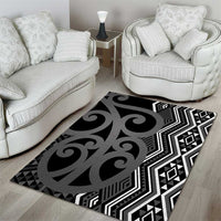 Maori Taniko Patterns Area Rug Black Patiki Motifs Mix Whakairo Ngaru