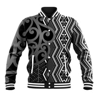Maori Taniko Patterns Baseball Jacket Black Patiki Motifs Mix Whakairo Ngaru
