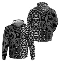 Maori Taniko Patterns Hoodie Black Patiki Motifs Mix Whakairo Ngaru