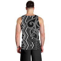 Maori Taniko Patterns Men Tank Top Black Patiki Motifs Mix Whakairo Ngaru