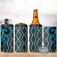 Maori Taniko Patterns 4 in 1 Can Cooler Tumbler Azure Patiki Motifs Mix Whakairo Ngaru LT7 - Polynesian Pride