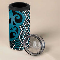 Maori Taniko Patterns 4 in 1 Can Cooler Tumbler Azure Patiki Motifs Mix Whakairo Ngaru LT7 - Polynesian Pride
