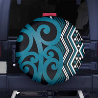 Maori Taniko Patterns Spare Tire Cover Azure Patiki Motifs Mix Whakairo Ngaru
