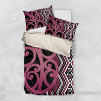 Maori Taniko Patterns Bedding Set Pink Patiki Motifs Mix Whakairo Ngaru