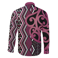 Maori Taniko Patterns Family Matching Summer Maxi Dress and Hawaiian Shirt Pink Patiki Motifs Mix Whakairo Ngaru LT7 - Polynesian Pride