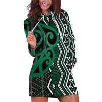 Maori Taniko Patterns Hoodie Dress Pounamu Patiki Motifs Mix Whakairo Ngaru