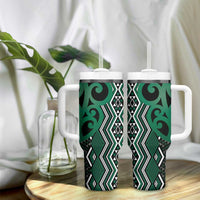 Maori Taniko Patterns Tumbler With Handle Pounamu Patiki Motifs Mix Whakairo Ngaru LT7 - Polynesian Pride