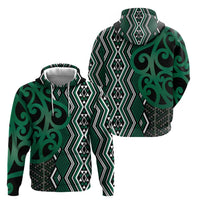 Maori Taniko Patterns Zip Hoodie Pounamu Patiki Motifs Mix Whakairo Ngaru