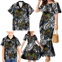Aotearoa Takatapui Pride Family Matching Mermaid Dress and Hawaiian Shirt Rainbow Butterfly - Free To Love LT7 - Polynesian Pride