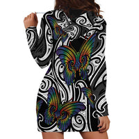 Aotearoa Takatapui Pride Hoodie Dress Rainbow Butterfly - Free To Love