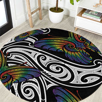 Aotearoa Takatapui Pride Round Carpet Rainbow Butterfly - Free To Love