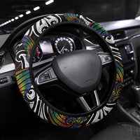 Aotearoa Takatapui Pride Steering Wheel Cover Rainbow Butterfly - Free To Love