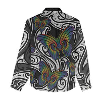 Aotearoa Takatapui Pride Women Casual Shirt Rainbow Butterfly - Free To Love LT7 - Polynesian Pride