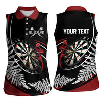 New Zealand Darts Personalised Women Sleeveless Polo Shirt Silver Fern Dynamic LT7 - Polynesian Pride