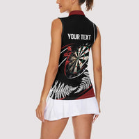 New Zealand Darts Personalised Women Sleeveless Polo Shirt Silver Fern Dynamic LT7 - Polynesian Pride