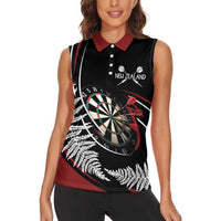 New Zealand Darts Personalised Women Sleeveless Polo Shirt Silver Fern Dynamic LT7 - Polynesian Pride