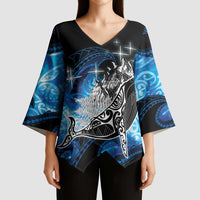 Maori Matariki Te Araroa Paikea Starry Kimono Sleeve Blouse Tangaroa Whakatauki LT7 - Polynesian Pride