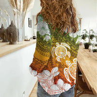 Kanaka Maoli Hawaii Flag Day Women Casual Shirt Vibrant Frangipani