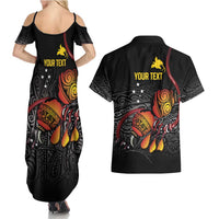 Personalized Papua New Guinea Milne Bay Couples Matching Summer Maxi Dress and Hawaiian Shirt Bagi Necklace Mix Lime Pot Grunge