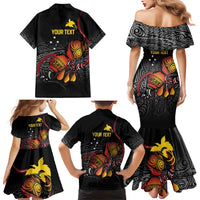 Personalized Papua New Guinea Milne Bay Family Matching Mermaid Dress and Hawaiian Shirt Bagi Necklace Mix Lime Pot Grunge LT7 - Polynesian Pride