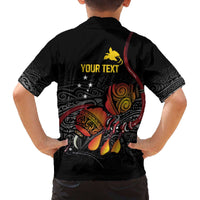 Personalized Papua New Guinea Milne Bay Family Matching Off The Shoulder Long Sleeve Dress and Hawaiian Shirt Bagi Necklace Mix Lime Pot Grunge