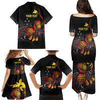 Personalized Papua New Guinea Milne Bay Family Matching Puletasi and Hawaiian Shirt Bagi Necklace Mix Lime Pot Grunge LT7 - Polynesian Pride