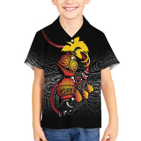 Personalized Papua New Guinea Milne Bay Family Matching Short Sleeve Bodycon Dress and Hawaiian Shirt Bagi Necklace Mix Lime Pot Grunge LT7 Son's Shirt Black - Polynesian Pride