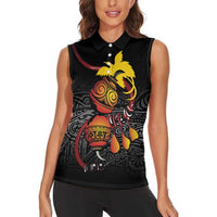 Personalized Papua New Guinea Milne Bay Women Sleeveless Polo Shirt Bagi Necklace Mix Lime Pot Grunge LT7 - Polynesian Pride