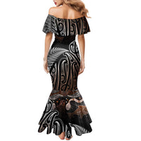 Aotearoa Maori - Australia Indigenous Family Matching Mermaid Dress and Hawaiian Shirt Koiri Whakairo Mix Aboriginal Art LT7 - Polynesian Pride