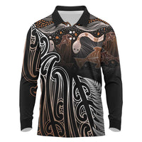 Aotearoa Maori - Australia Indigenous Long Sleeve Polo Shirt Koiri Whakairo Mix Aboriginal Art - Polynesian Pride