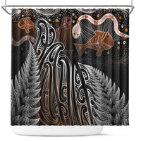 Aotearoa Maori - Australia Indigenous Shower Curtain Koiri Whakairo Mix Aboriginal Art - Polynesian Pride