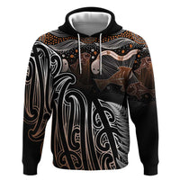 Aotearoa Maori - Australia Indigenous Zip Hoodie Koiri Whakairo Mix Aboriginal Art - Polynesian Pride