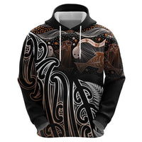 Aotearoa Maori - Australia Indigenous Zip Hoodie Koiri Whakairo Mix Aboriginal Art - Polynesian Pride