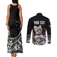 Personalised Polynesian Couples Matching Tank Maxi Dress and Long Sleeve Button Shirts With Yorkshire Terrier Floral Style LT7 - Polynesian Pride