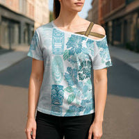 Christmas Aloha Hawaii Tiki Cross Shoulder Shirt Hibiscus Summer Colors - Polynesian Pride