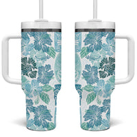 Christmas Aloha Hawaii Tiki Tumbler With Handle Hibiscus Summer Colors - Polynesian Pride