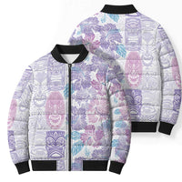 Christmas Aloha Hawaii Tiki Bomber Puffer Jacket Hibiscus Winter Colors - Polynesian Pride